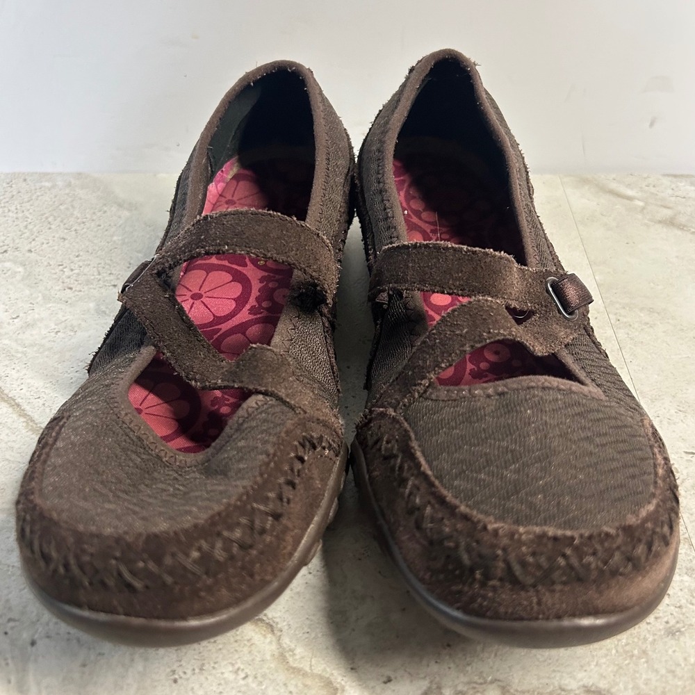 Skechers Mary Jane Flats Brown Suede Womens Size 8 22511 Comfort Walking Shoes